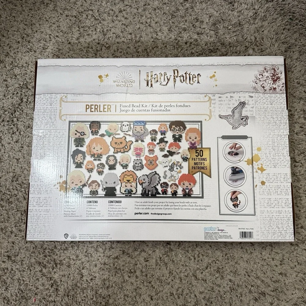 NEW Harry Potter 50 Pattern/15,000 Fused Beads Kit with 4 Pegboards Perler
